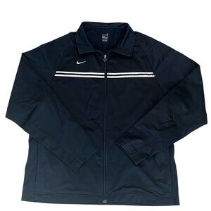 Vintage TROJANS Nike Team Jacket Size Large Black Full Zip Long Sleeves Pockets